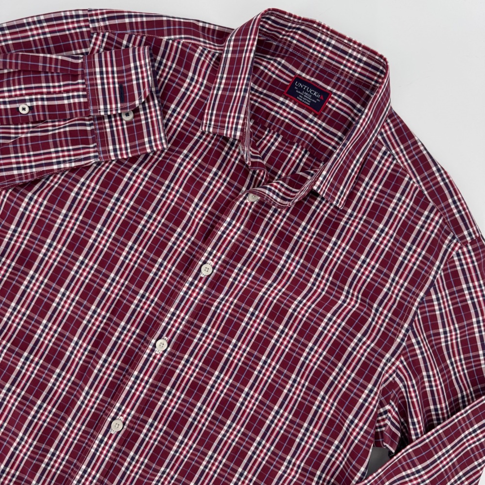 UNTUCKit Chevalier-WF Slim Fit Wrinkle Free Plaid Button Down Shirt Mens Large